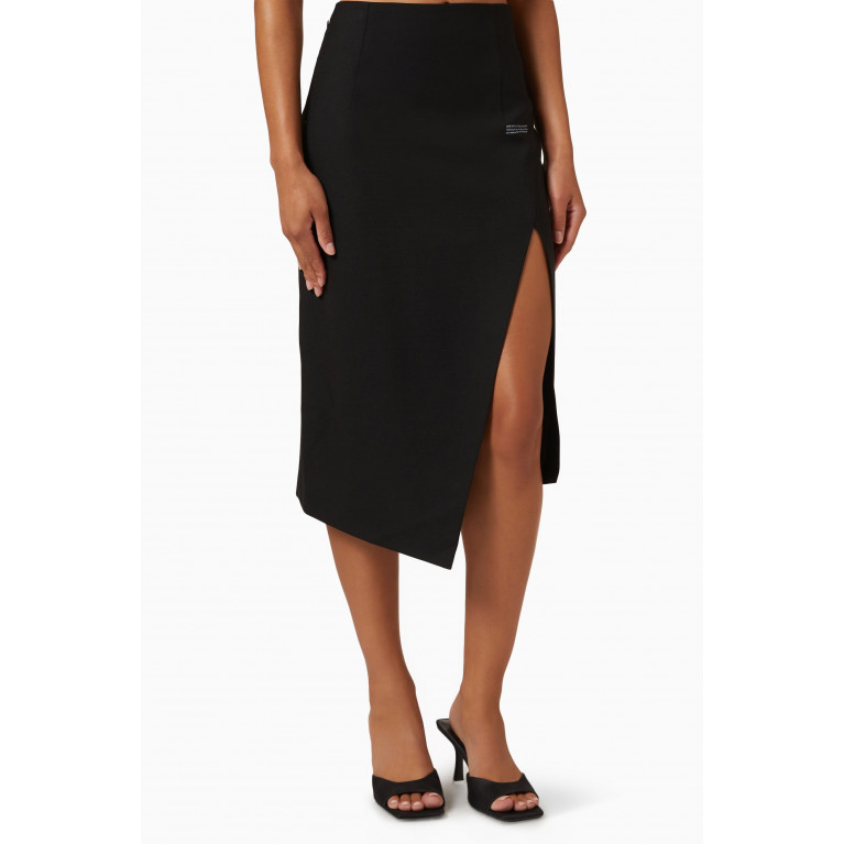 Off-White - Corporate Tailored Midi Skirt in Stretch Wool