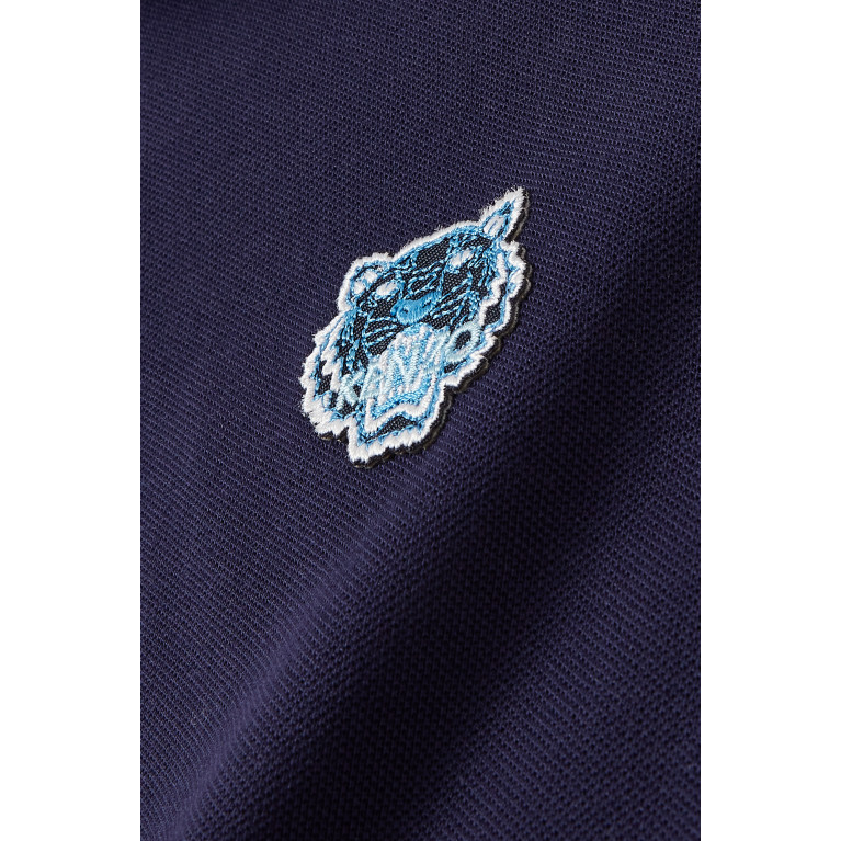 KENZO KIDS - Tiger Badge Polo in Cotton Pique Blue