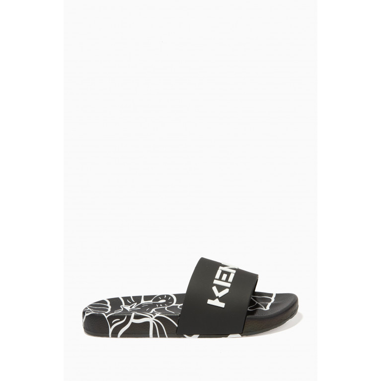 KENZO KIDS - Embossed Logo Slide Sandals in Rubber