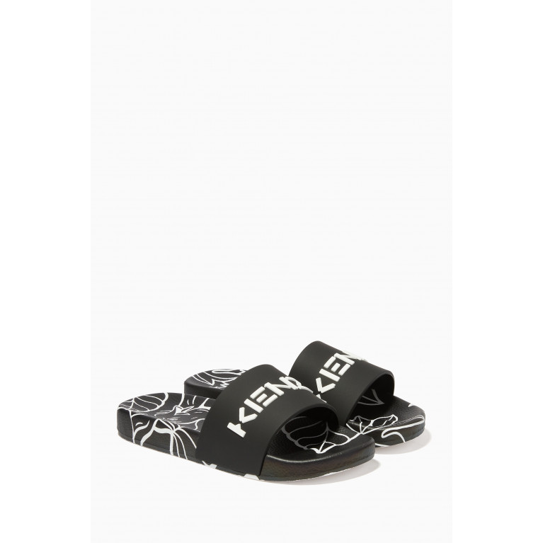 KENZO KIDS - Embossed Logo Slide Sandals in Rubber