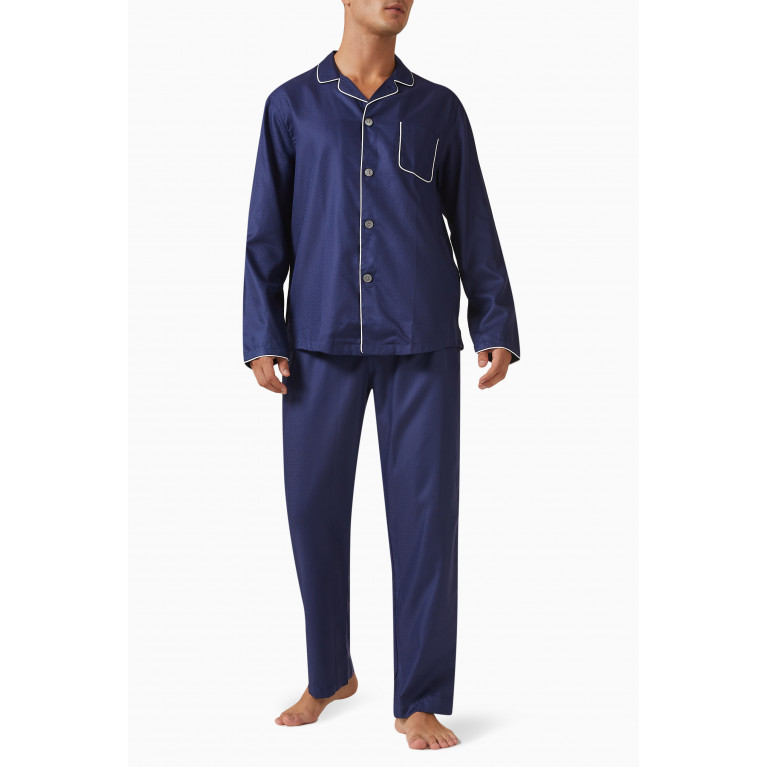 Derek Rose - Lombard 6 Modern Fit Pyjama Set in Cotton Jacquard