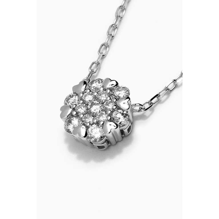 Damas - Heart to Heart Diamond Necklace in 18kt White Gold White