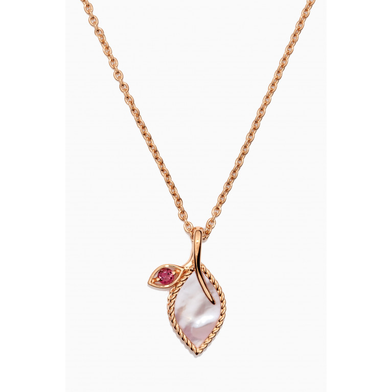 Damas - Farfasha Foglia Mother of Pearl Necklace in 18k Rose Gold