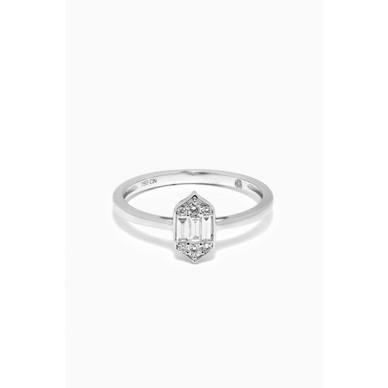 Damas - Palace Baguette Diamond Ring in 18k White Gold