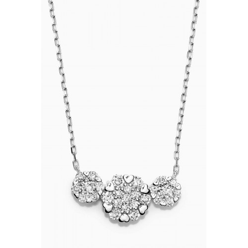 Damas - Heart to Heart Three Diamond Necklace in 18kt White Gold White