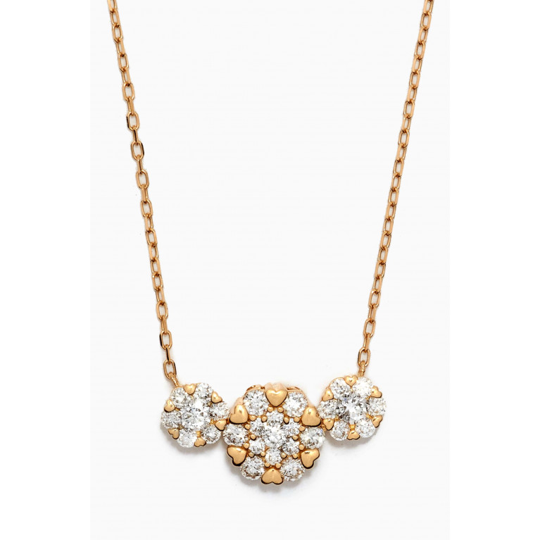 Damas - Heart to Heart Three Diamond Necklace in 18kt Yellow Gold Yellow