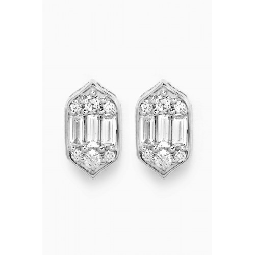 Damas - Palace Baguette Diamond Earring in 18kt White Gold