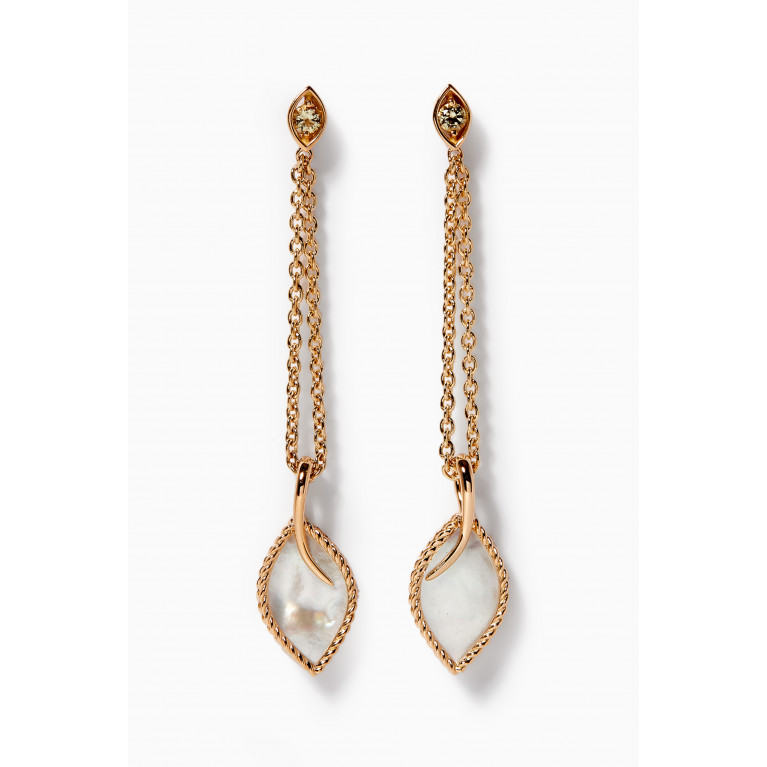 Damas - Farfasha Foglia Mother of Pearl Drop Earrings in 18k Rose Gold
