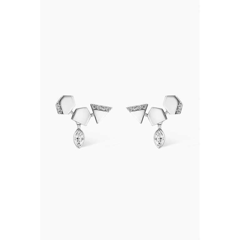 Damas - Glacial Frost Diamond Earrings in 18kt White Gold