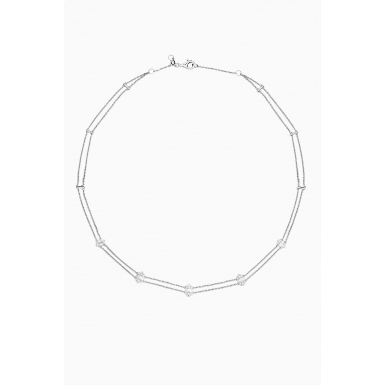 Damas - Palace Baguette Diamond Station Necklace in 18kt White Gold