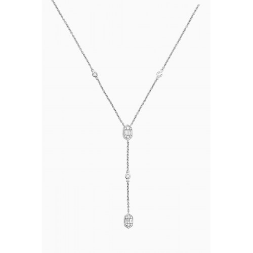 Damas - Palace Baguette Diamond Lariat Necklace in 18kt White Gold