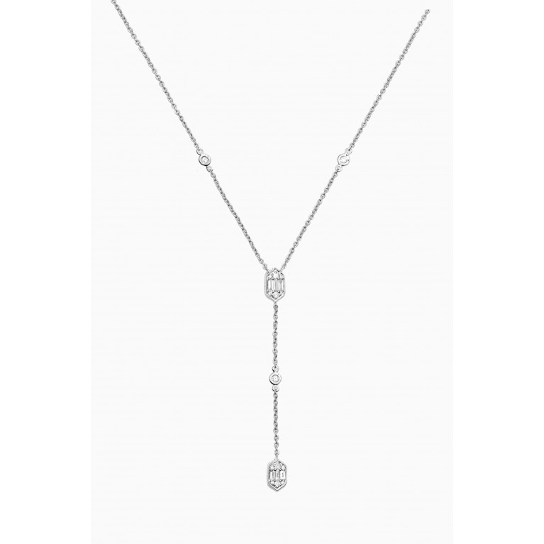 Damas - Palace Baguette Diamond Lariat Necklace in 18kt White Gold