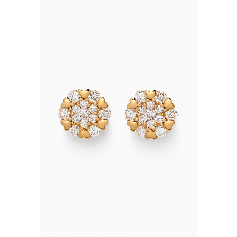 Damas - Heart to Heart Diamond Stud Earrings in 18kt Yellow Gold Yellow