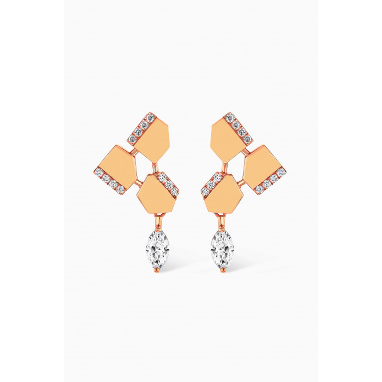 Damas - Glacial Frost Diamond Drop Earrings in 18kt Yellow Gold