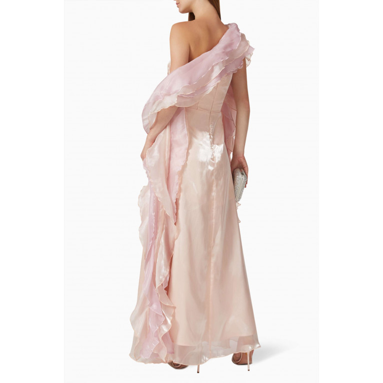 NASS - Strapless Dress & Scarf in Organza Pink