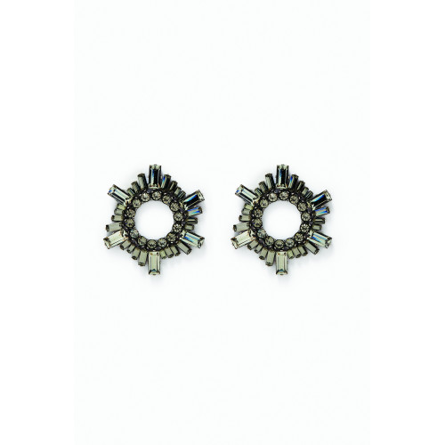 Amina Muaddi - Mini Begum Crystal Stud Earrings Black