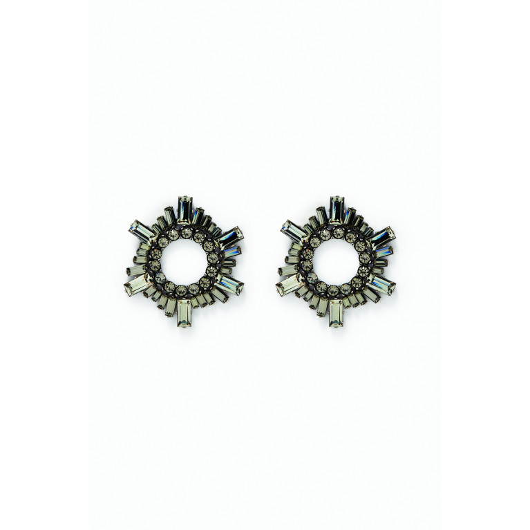 Amina Muaddi - Mini Begum Crystal Stud Earrings Black