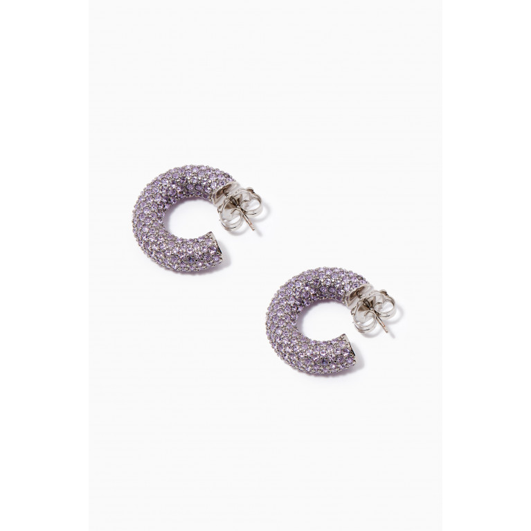 Amina Muaddi - Small Cameron Crystal Hoop Earrings Purple