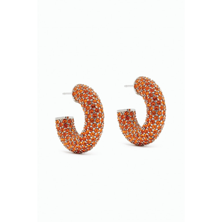Amina Muaddi - Amina Muaddi - Small Cameron Crystal Hoop Earrings Orange