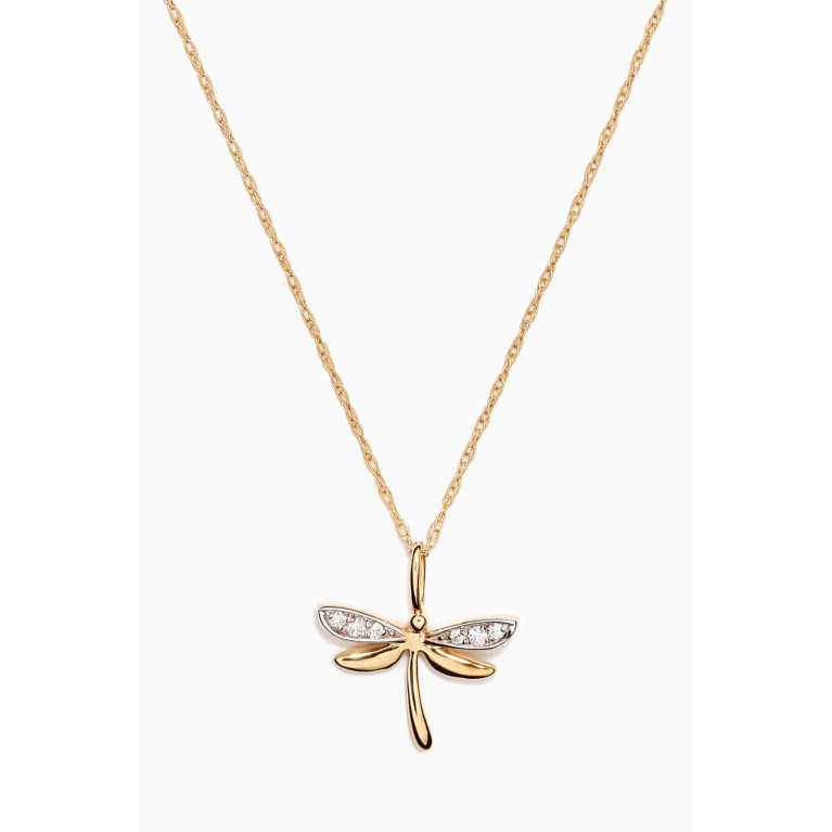 STONE AND STRAND - Diamond Accent Dragonfly Pendant Necklace in 10kt Yellow Gold