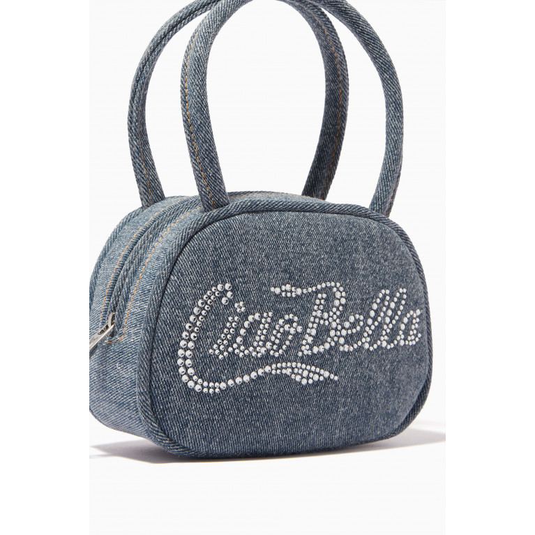Amina Muaddi - Super Amini Ciao Bella Top-handle Bag in Denim Blue
