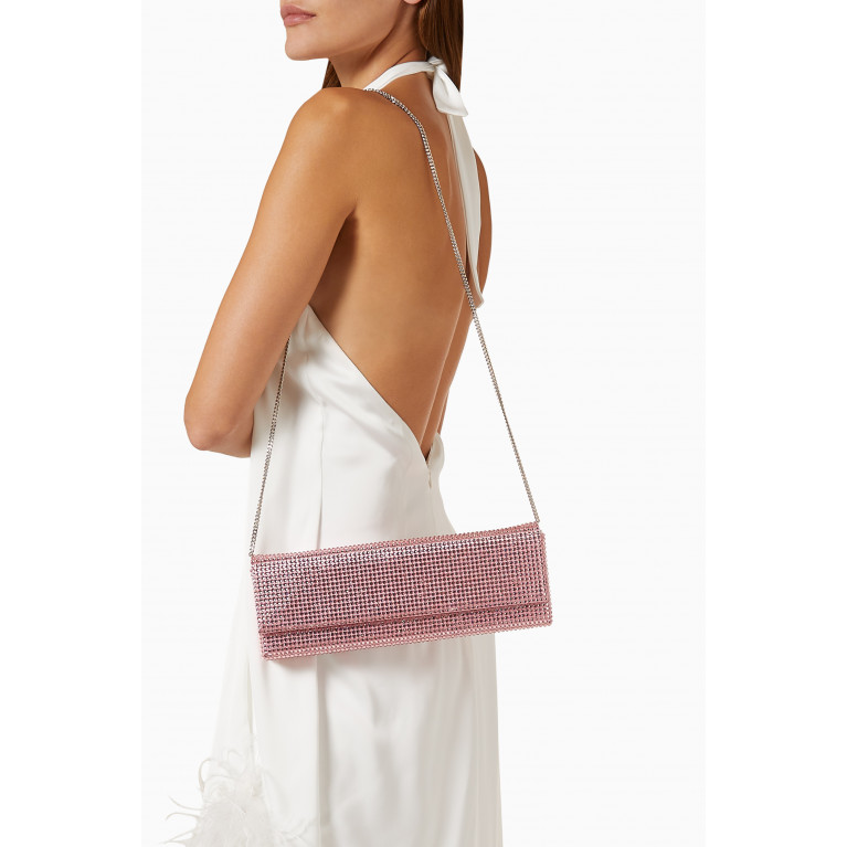 Amina Muaddi - Amini Paloma Crystal-embellished Clutch Bag in Satin Pink