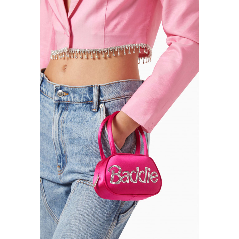 Amina Muaddi - Super Amini Baddie Top-handle Bag in Satin Pink