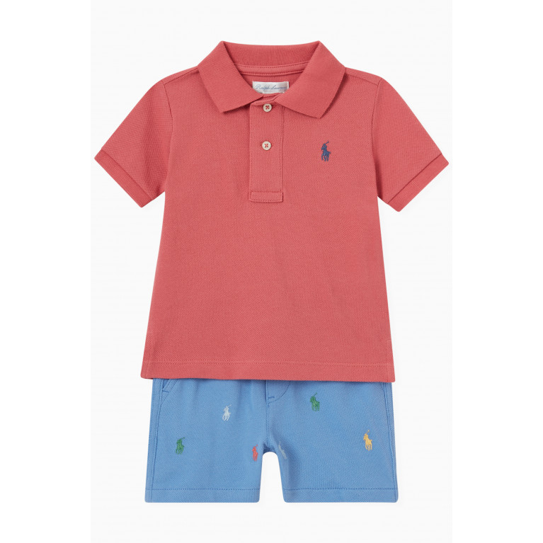 Polo Ralph Lauren - Logo Embroidery T-shirt & Shorts Set in Cotton