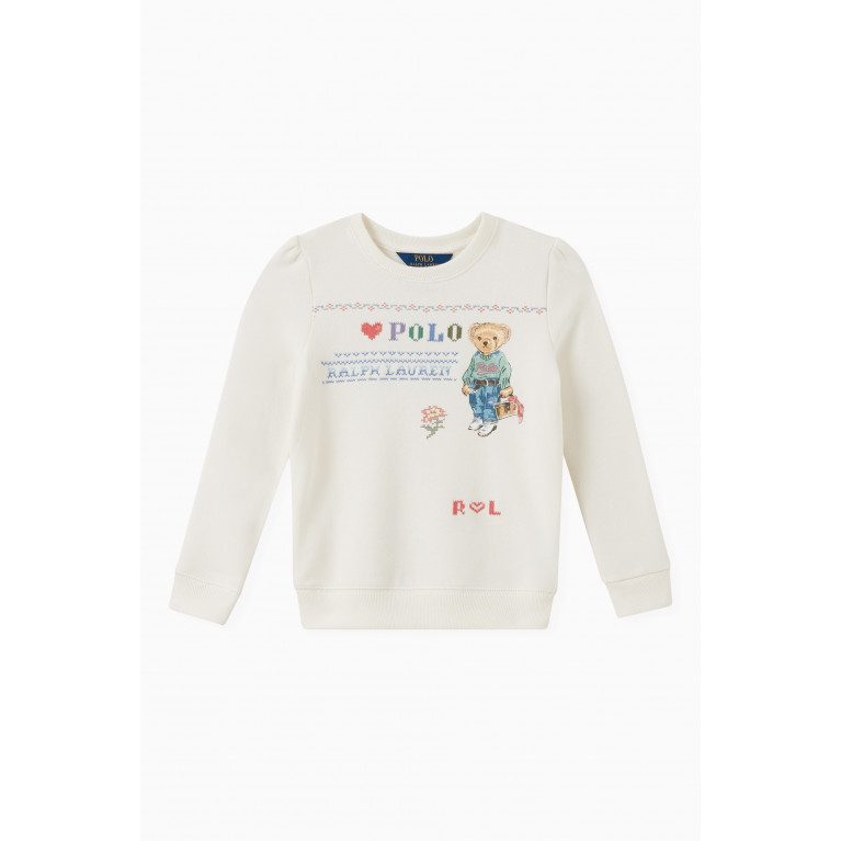 Polo Ralph Lauren - Embroidered Bear and Logo Print Sweatshirt in Jersey