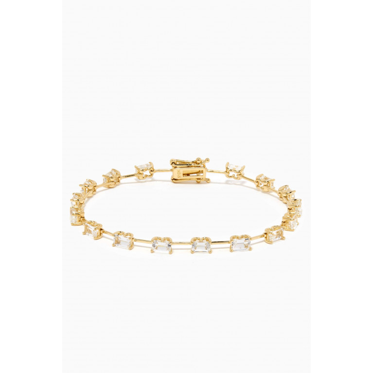 STONE AND STRAND - Candyland White Topaz Tennis Bracelet in 10kt Yellow Gold