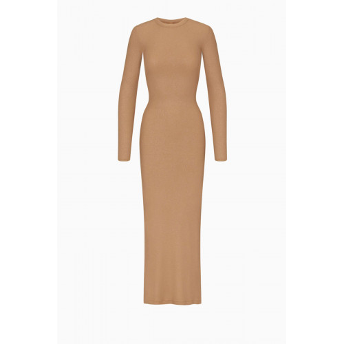 SKIMS - Soft Lounge Long-sleeved Maxi Dress in Stretch-modal CAMEL FOIL