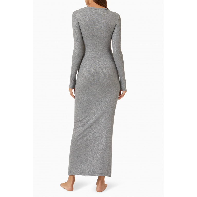 SKIMS - Soft Lounge Long-sleeved Maxi Dress in Stretch-modal HEATHER GREY FOIL