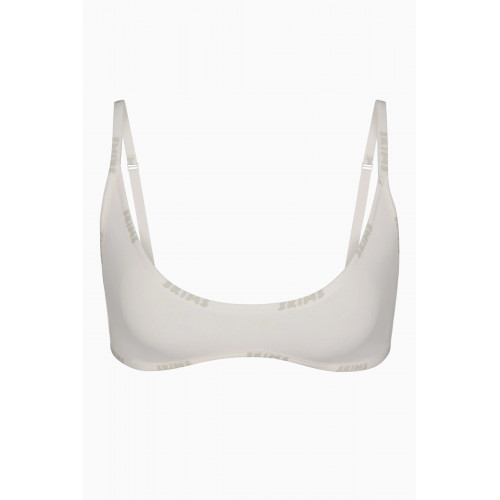 SKIMS - Logo Scoop-neck Bra in Stretch-cotton MARBLE