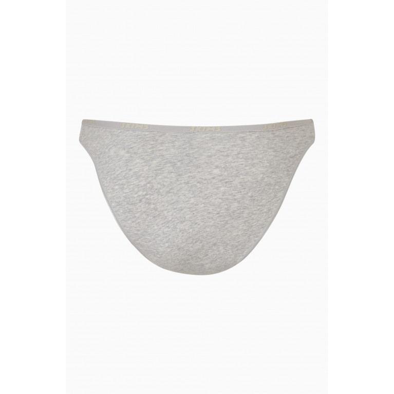 SKIMS - Logo High-leg Bikini Briefs in Stretch-cotton LIGHT HEATHER GREY