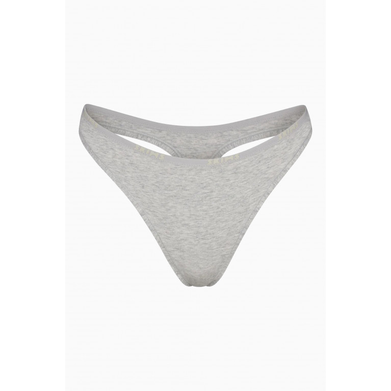 SKIMS - Logo Dipped Thongs in Stretch-cotton LIGHT HEATHER GREY