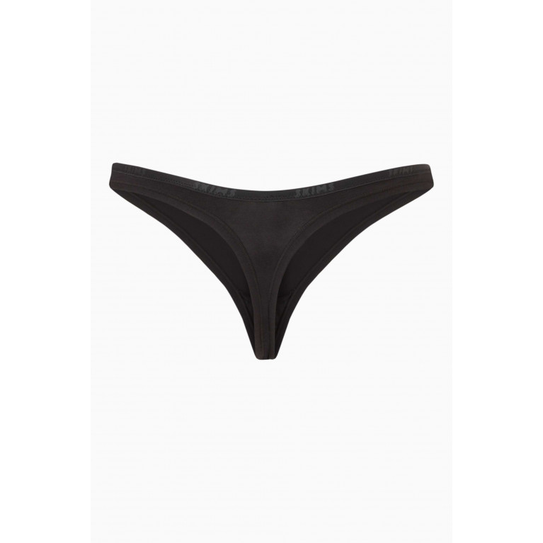 SKIMS - Logo Dipped Thongs in Stretch-cotton Soot