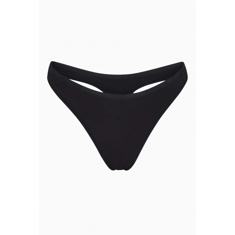 SKIMS - Logo Dipped Thongs in Stretch-cotton Soot