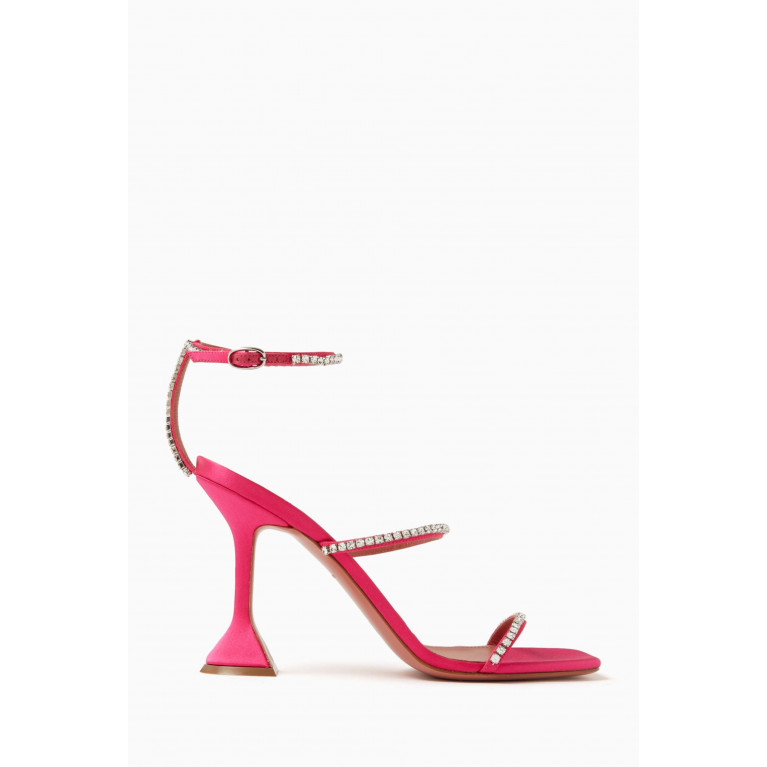 Amina Muaddi - Gilda 95 Crystal-embellished Sandals in Leather Pink
