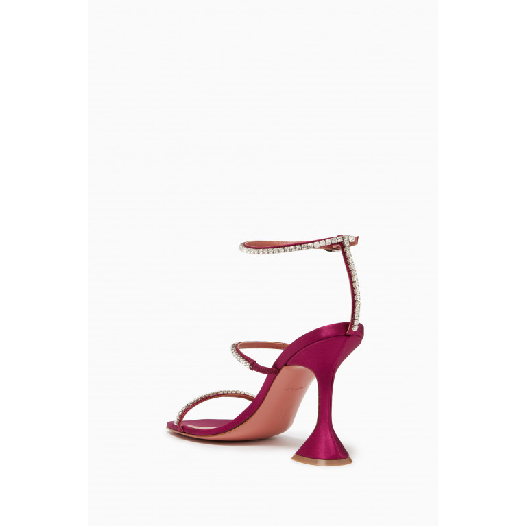 Amina Muaddi - Gilda 95 Embellished Sandals in Satin Pink