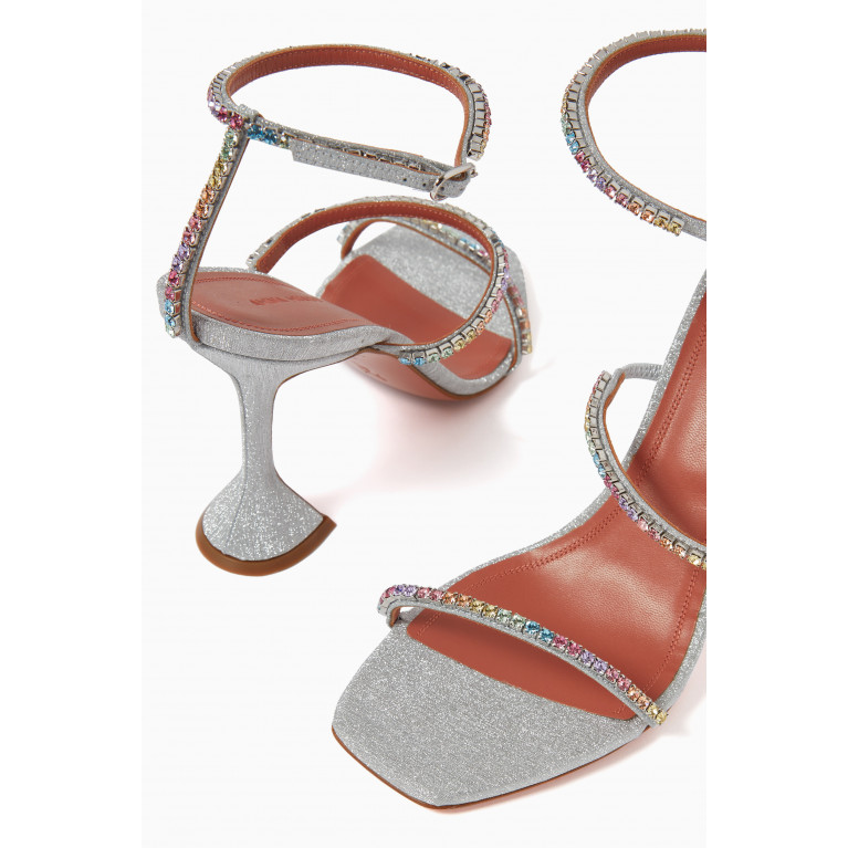 Amina Muaddi - Gilda 95 Crystal-embellished Sandals in Leather Silver