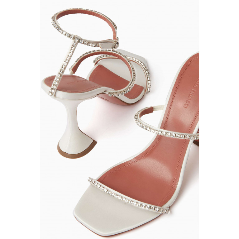 Amina Muaddi - Gilda 95 Crystal-embellished Sandals in Leather White