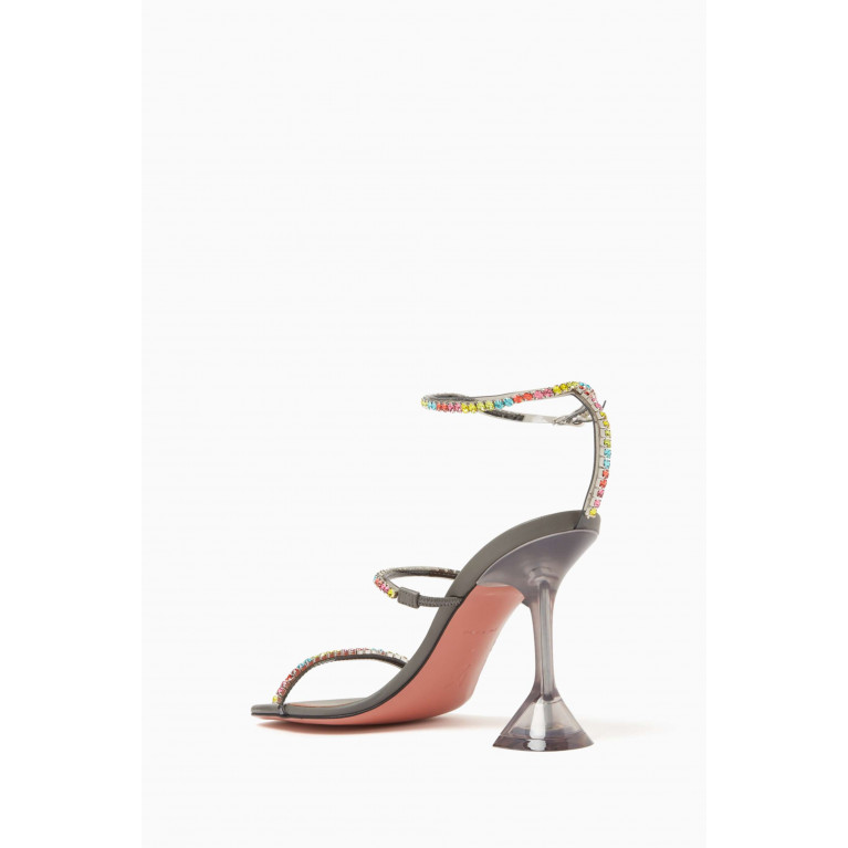 Amina Muaddi - Gilda Glass 95 Crystal Sandals in PVC Grey
