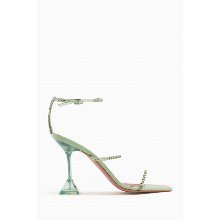 Amina Muaddi - Gilda Glass 95 Crystal Sandals in PVC Green