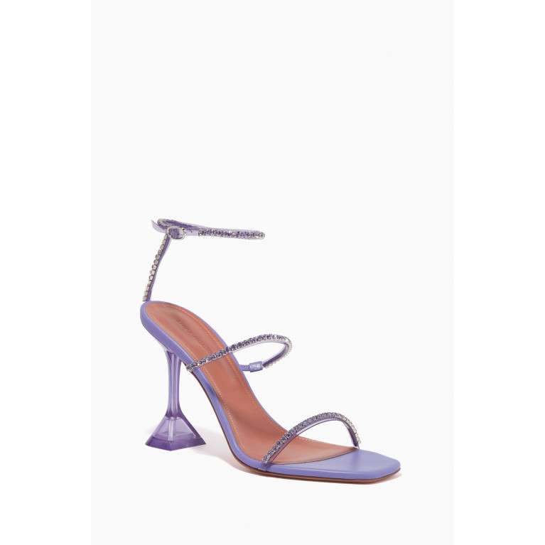 Amina Muaddi - Gilda Glass Sandals in Crystal PVC Purple
