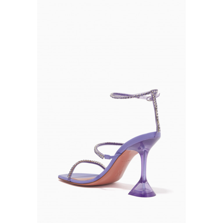 Amina Muaddi - Gilda Glass Sandals in Crystal PVC Purple
