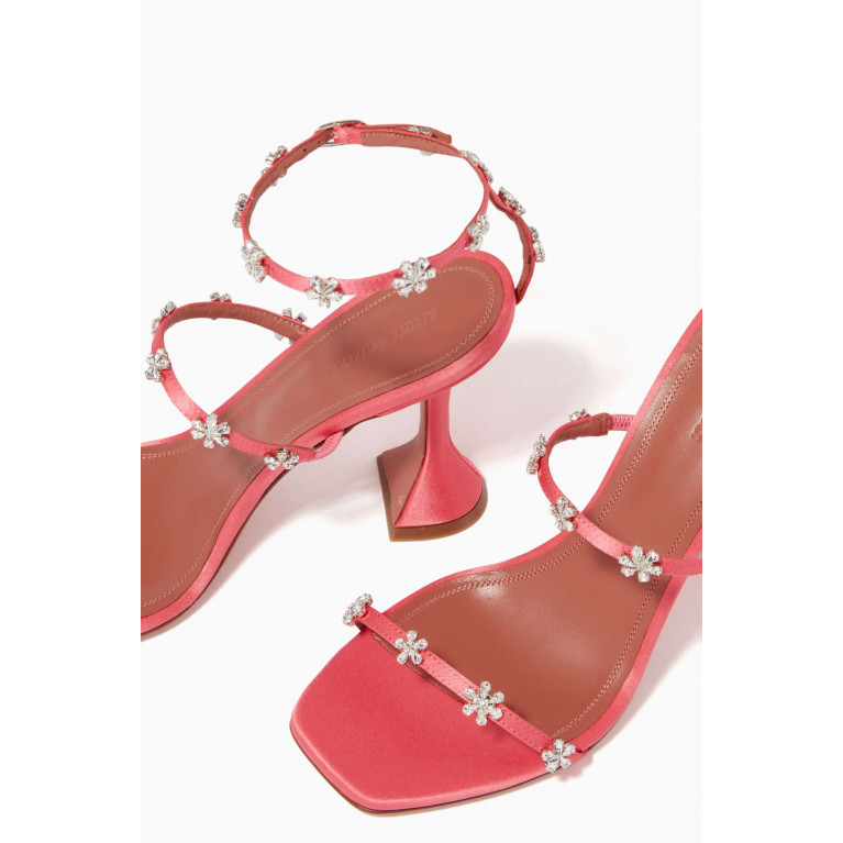 Amina Muaddi - Lily 95 Embellished Sandals in Satin Pink