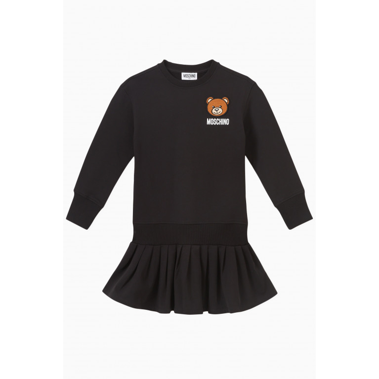 Moschino - Teddy Bear Logo Dress in Cotton Black