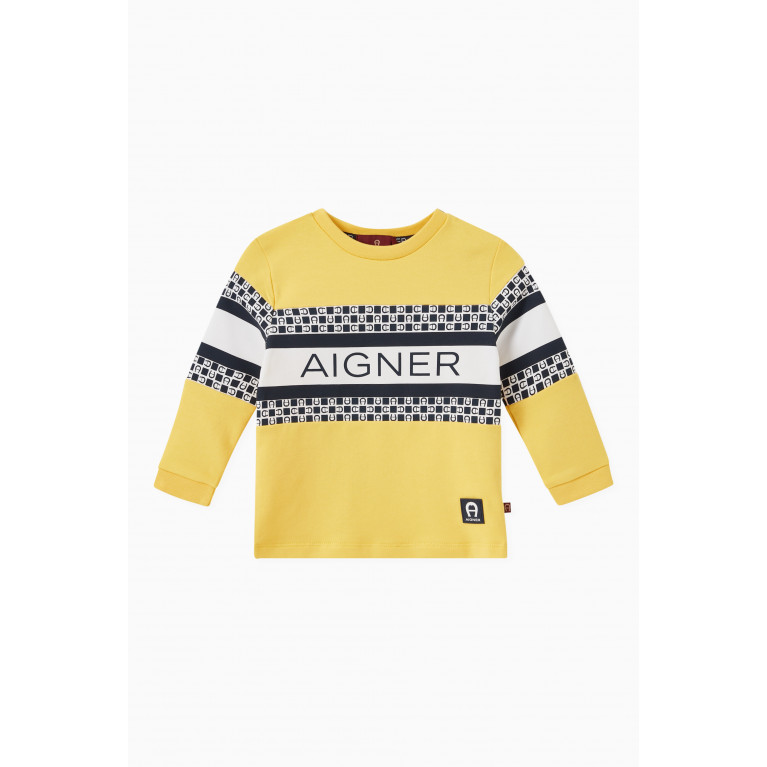 AIGNER - Logo Print Sweatshirt in Cotton Yellow