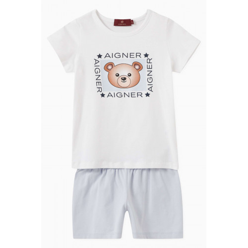 AIGNER - Logo Teddy Print T-shirt & Shorts Set in Cotton Jersey