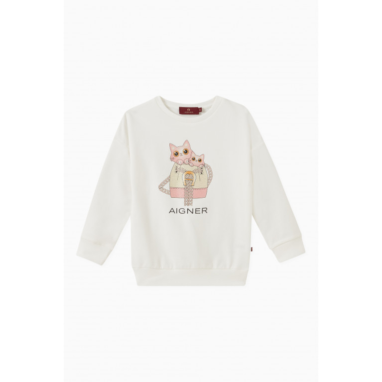 AIGNER - Cats in Bag Sweatshirt in Cotton White